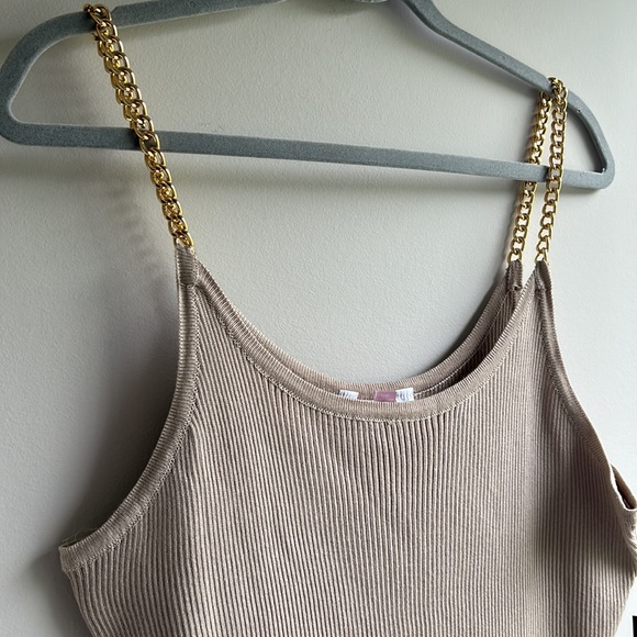 5/$25 No Boundaries Form Fitting Dress with Chain Straps, Tan, Size XXL (19) - Picture 2 of 8